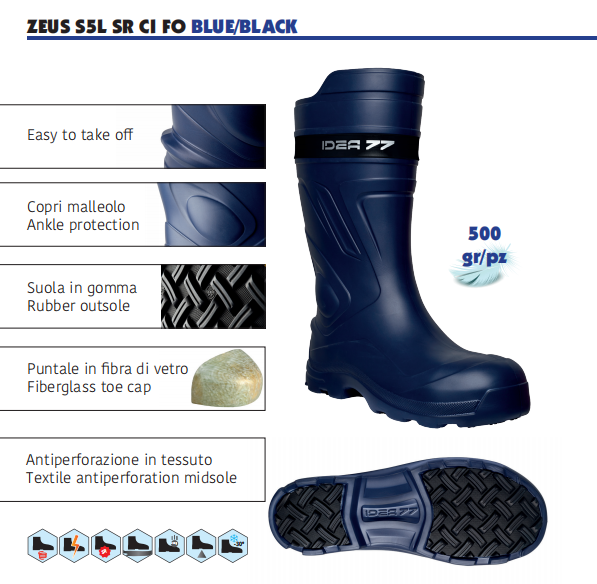 Stivali Antinfortunistici Ultraleggeri ZEUS - Solo 500g, Puntale In Fibra Di Vetro, Impermeabili E Antiscivolo - Foto 2